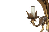 Exceptional pair of large Mid-20th Century French gilt tole wheat wall lights.