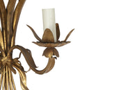 Exceptional pair of large Mid-20th Century French gilt tole wheat wall lights.