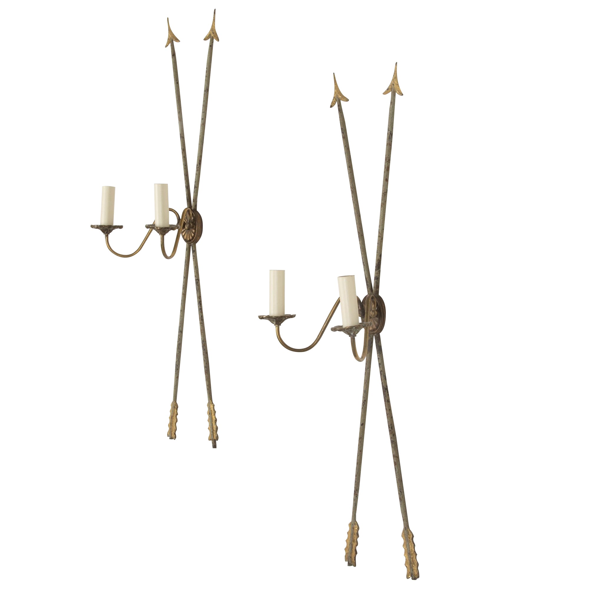 Pair of Exceptional Large 20th Century French Neo-Classical Revival Arrow Wall Lights