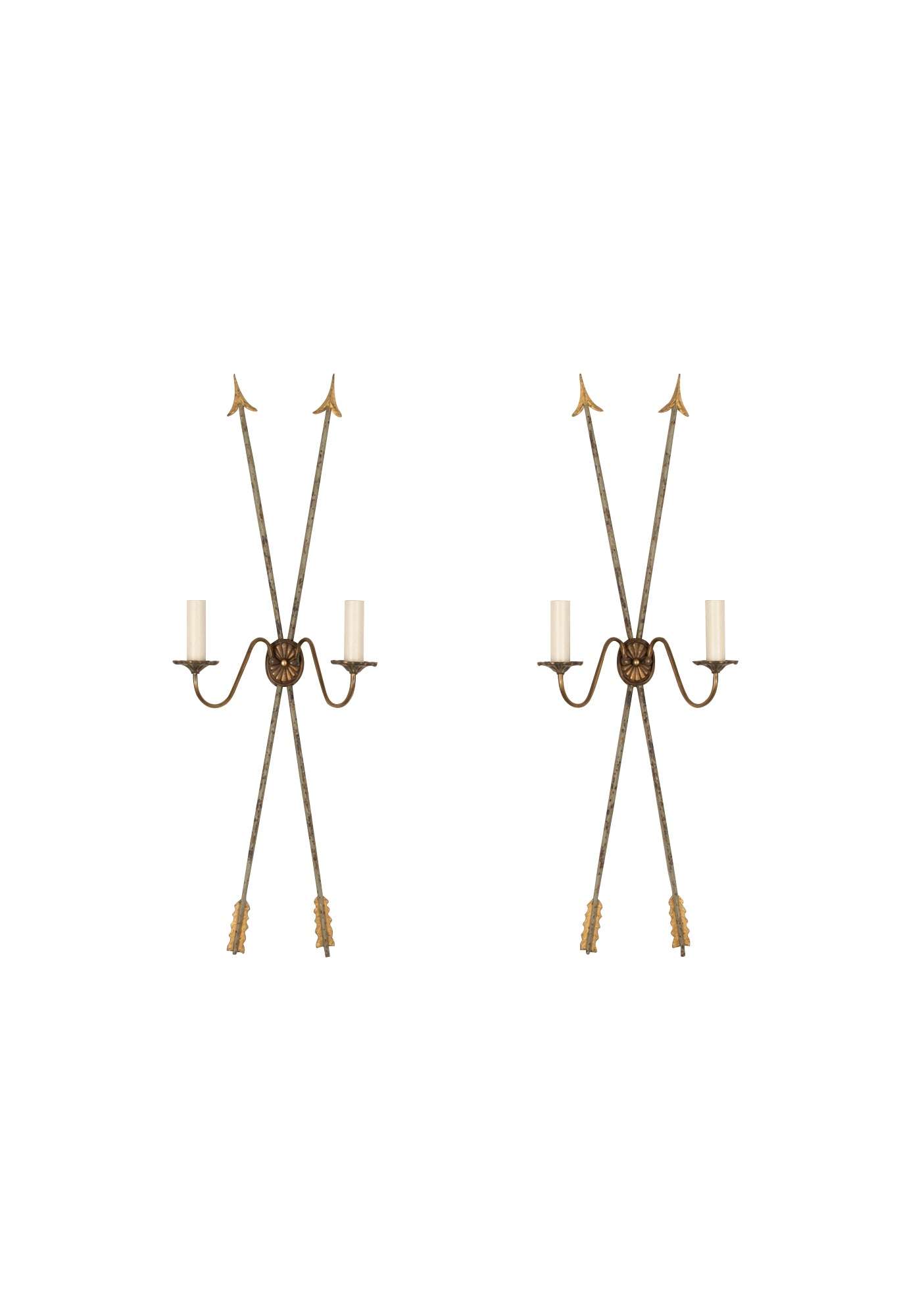 Pair of Exceptional Large 20th Century French Neo-Classical Revival Arrow Wall Lights