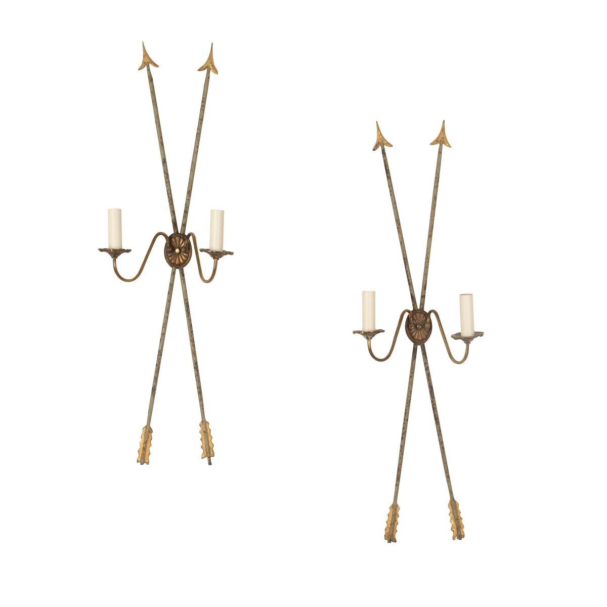 Pair of Exceptional Large 20th Century French Neo-Classical Revival Arrow Wall Lights