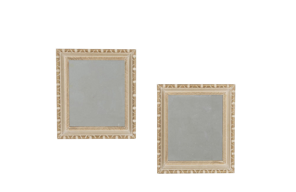Pair of small 20th Century French carved painted mirrors Circa 1940.