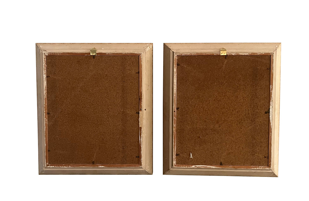 Pair of small 20th Century French carved painted mirrors Circa 1940.