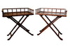 Pair of campaign style folding faux bamboo side tables with raised galleries circa 1970 France.