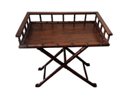 Pair of campaign style folding faux bamboo side tables with raised galleries circa 1970 France.