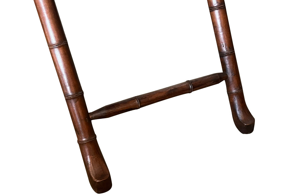 Pair of campaign style folding faux bamboo side tables with raised galleries circa 1970 France.