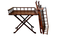 Pair of campaign style folding faux bamboo side tables with raised galleries circa 1970 France.