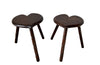 Pair of charming vintage tripod milking stool with heart shaped seat. Circa 1960 - French Antique Furniture