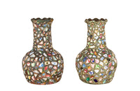 Striking pair of large mid-20th Century French picassiette vases.