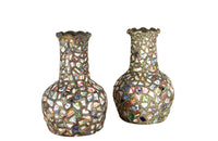 Striking pair of large mid-20th Century French picassiette vases.