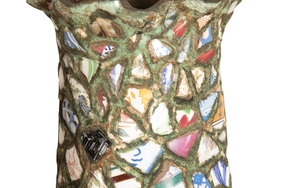 Striking pair of large mid-20th Century French picassiette vases.