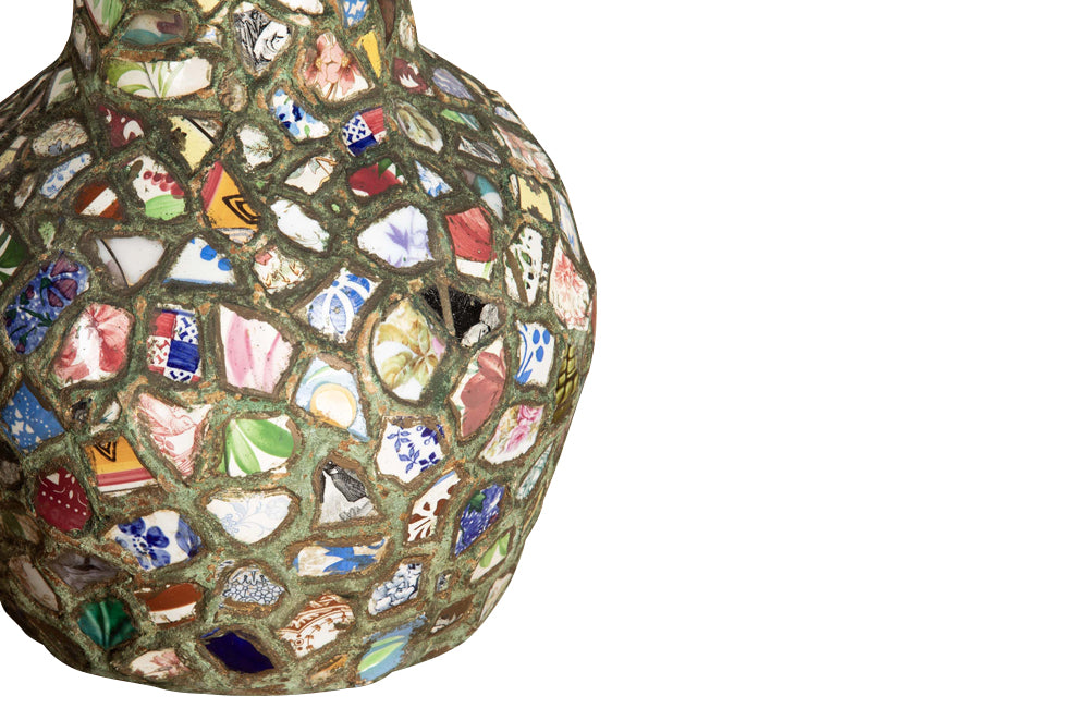 Striking pair of large mid-20th Century French picassiette vases.