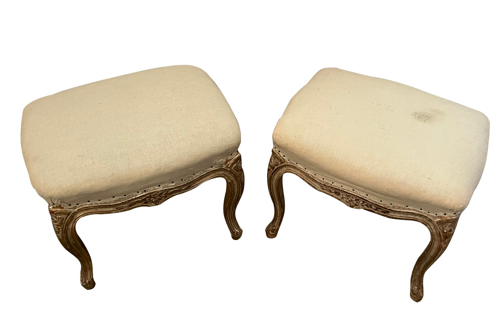 Pretty pair of late 19th Century French stools in the Louis XV style.
