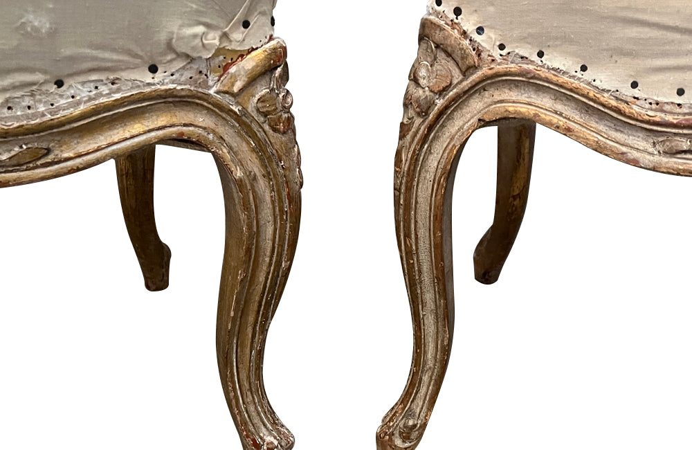 Pretty pair of late 19th Century French stools in the Louis XV style.