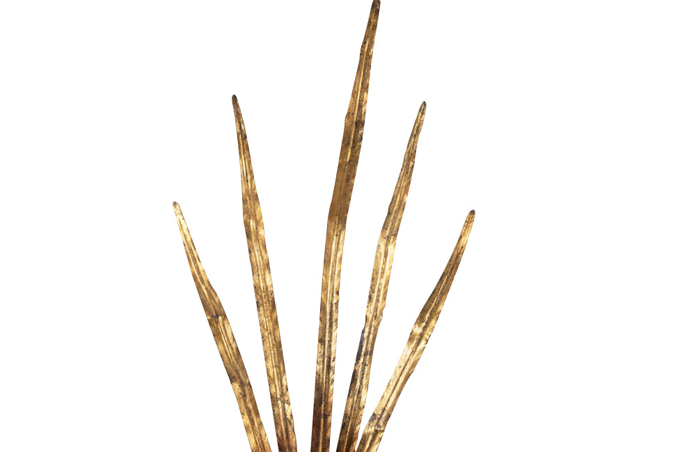 Pair of mid-20th Century Spanish gilt metal wall appliques or wall lights in the form of reeds