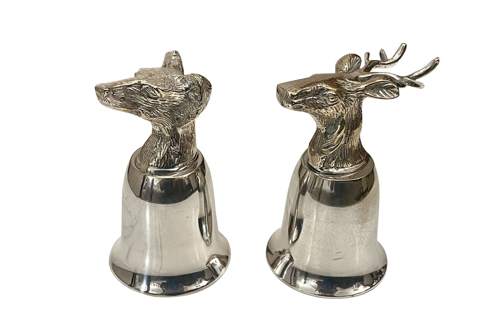 Pair of Mid-Century Italian silver plated stirrup hunting cups