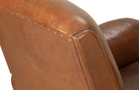 Elegant pair of small leather 20th Century French club chairs.