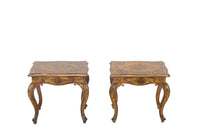 Pair of charming early 20th century painted, Italian, end tables with painted floral decoration in the Venetian style.