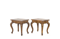 Pair of charming early 20th century painted, Italian, end tables with painted floral decoration in the Venetian style.