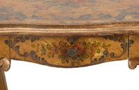 Pair of charming early 20th century painted, Italian, end tables with painted floral decoration in the Venetian style.