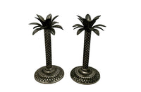 Pair of Mid 20th Century French silver plate palm tree candlesticks