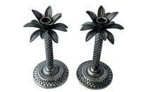 Pair of Mid 20th Century French silver plate palm tree candlesticks