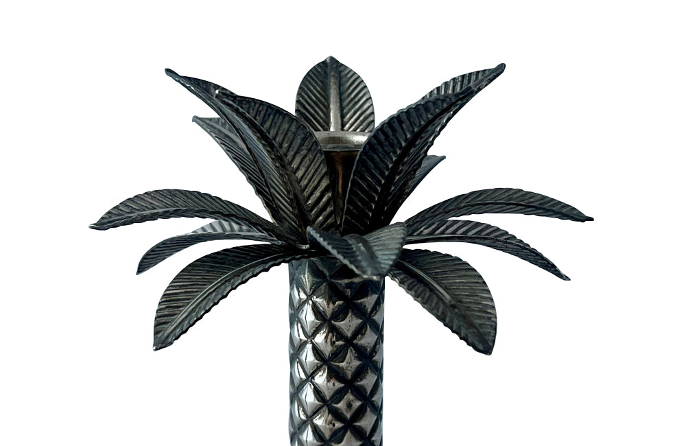 Pair of Mid 20th Century French silver plate palm tree candlesticks