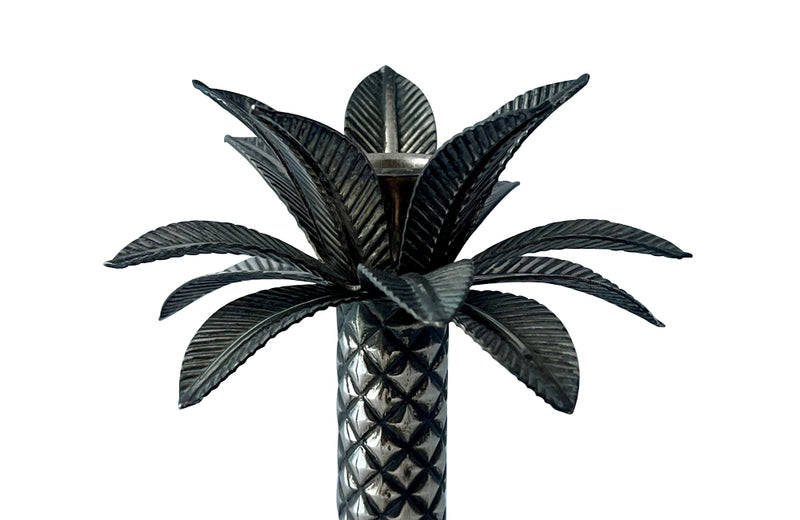 Pair of Mid 20th Century French silver plate palm tree candlesticks