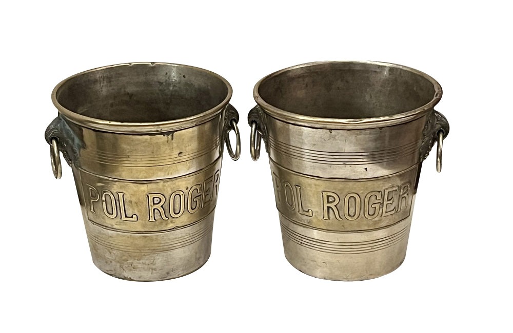 Pair of 1930's Art Deco Pol Roger Silver Plate Champagne Buckets