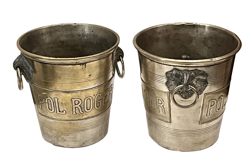 Pair of 1930's Art Deco Pol Roger Silver Plate Champagne Buckets