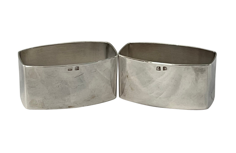 Pair of stylish, silver plate, Mr and Mrs, napkin holders from the Art Deco period
