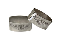 Pair of stylish, silver plate, Mr and Mrs, napkin holders from the Art Deco period