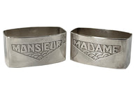 Pair of stylish, silver plate, Mr and Mrs, napkin holders from the Art Deco period