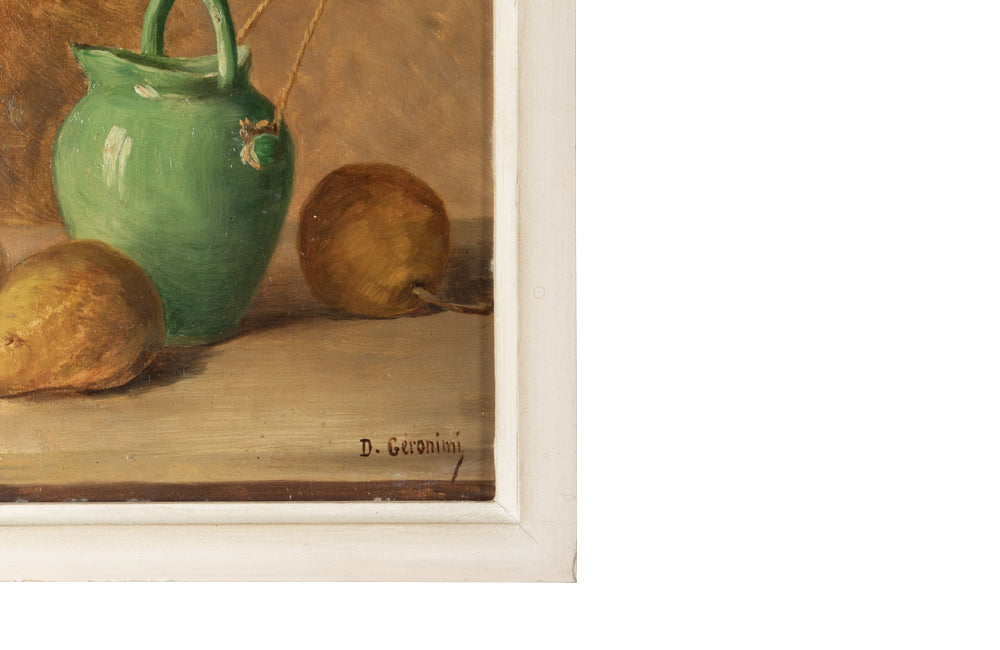 Vintage oil paintings still lifes by D. Geronimi French 