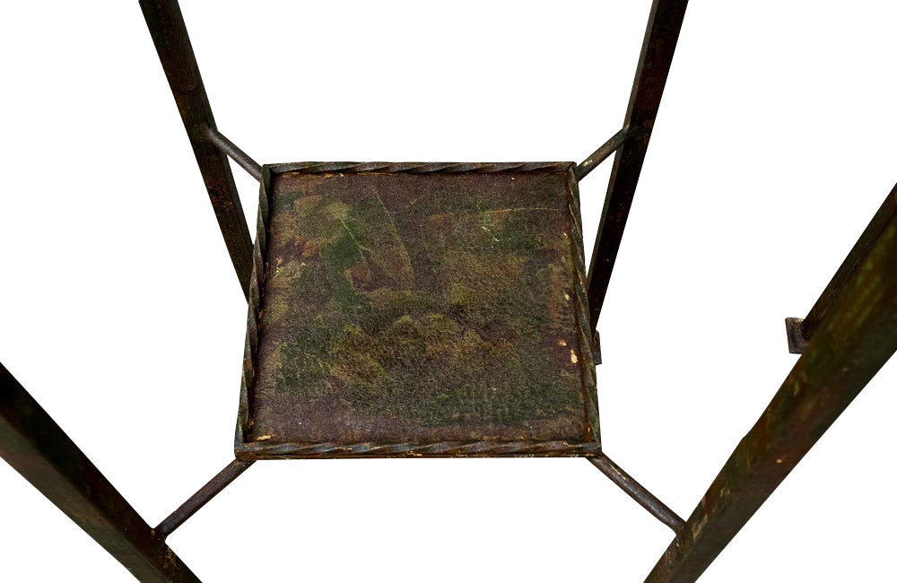 Pair of tall mid-20th Century Spanish two-tiered iron pedestal tables