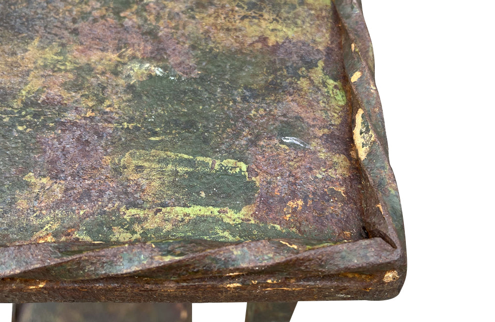 Pair of tall mid-20th Century Spanish two-tiered iron pedestal tables