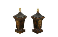 Pair of French Directoire Revival tole table lamps - Antique table lamps