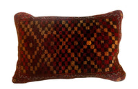 Vintage feather-filled Persian carpet cushion back with antique linen.