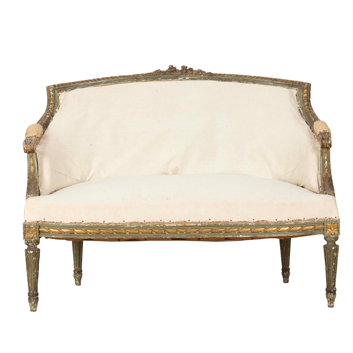 Petite 19th Century French Louis XVI Revival Canape Sofa