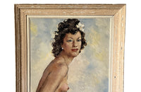 20th Century signed portrait of a female nude after Domergue 