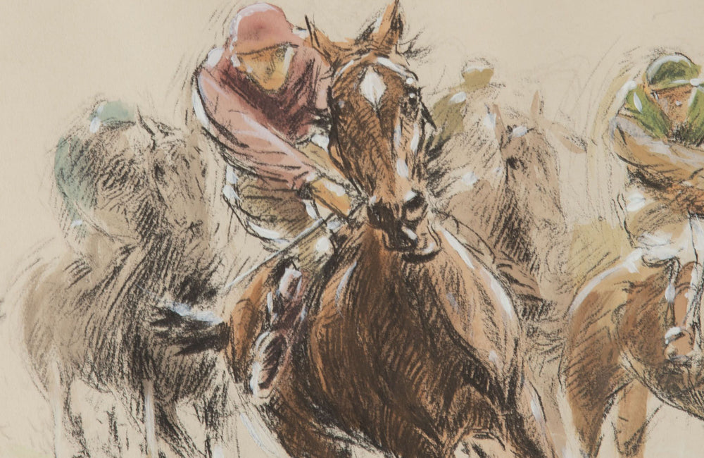20th Century French Print 'Racing Horses On The Turn' After Louis-Ferdinand Malespina