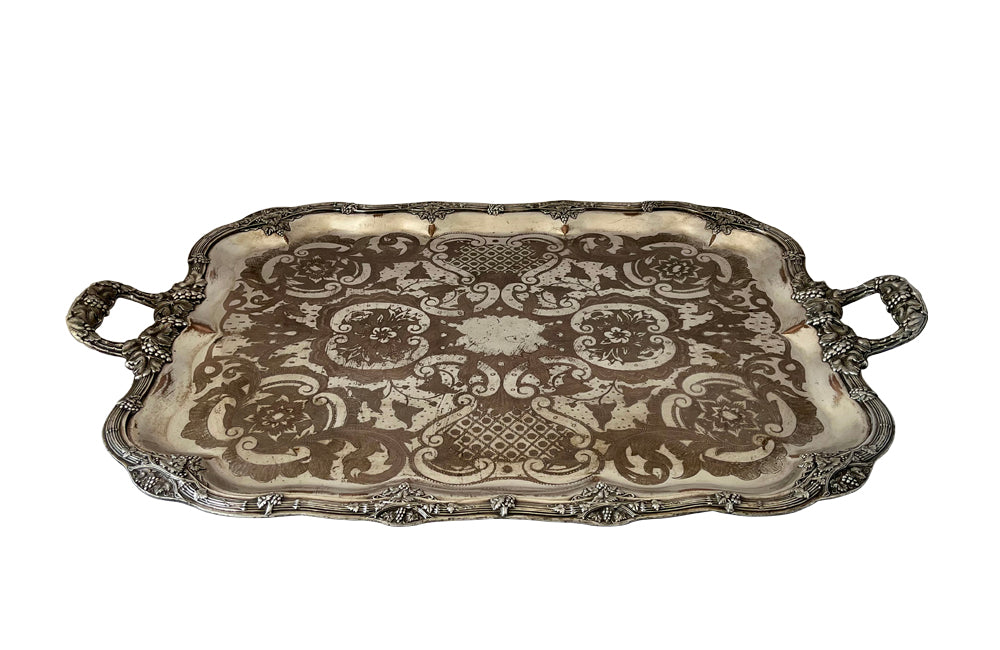 Large Rococo revival etched tray