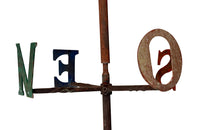 Painted 20th century iron rooster windvane, from an old French girouette makers atelier.