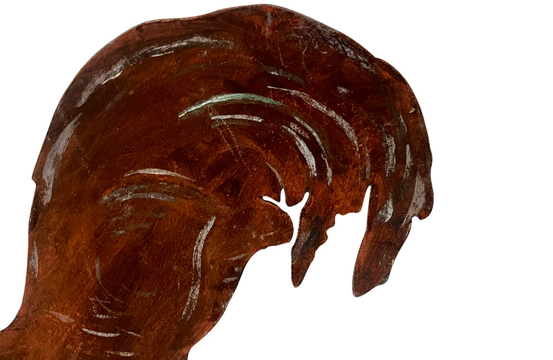 Painted 20th century iron rooster windvane, from an old French girouette makers atelier.