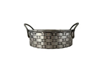 20th century elegant round French silver plate woven basket with handles. 