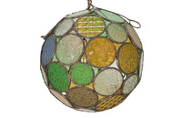 20th Century Moroccan round segmented pressed coloured glass hanging light.