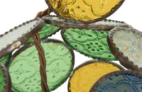 20th Century Moroccan round segmented pressed coloured glass hanging light.