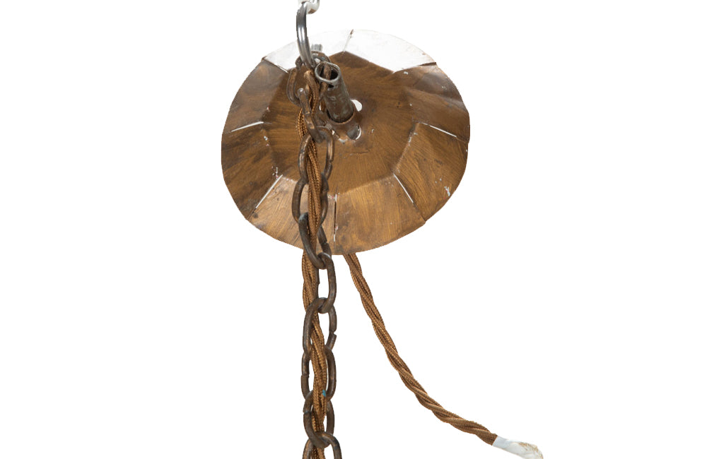 20th Century Moroccan round segmented pressed glass hanging light.