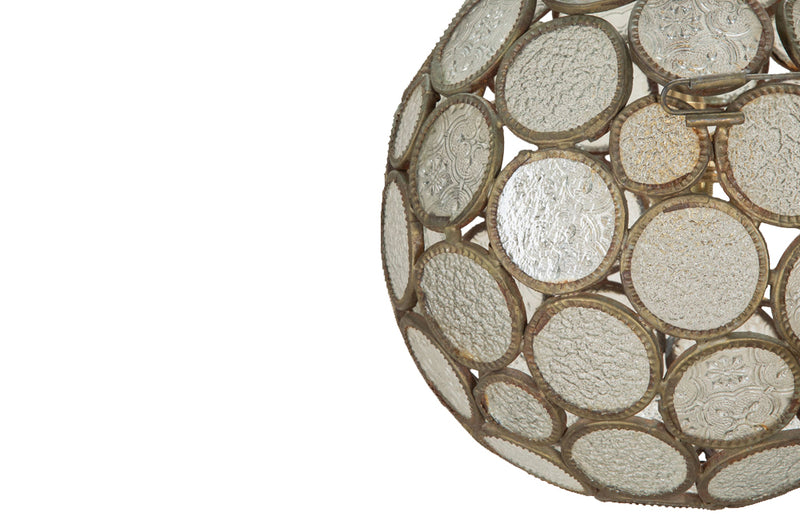 20th Century Moroccan round segmented pressed glass hanging light.