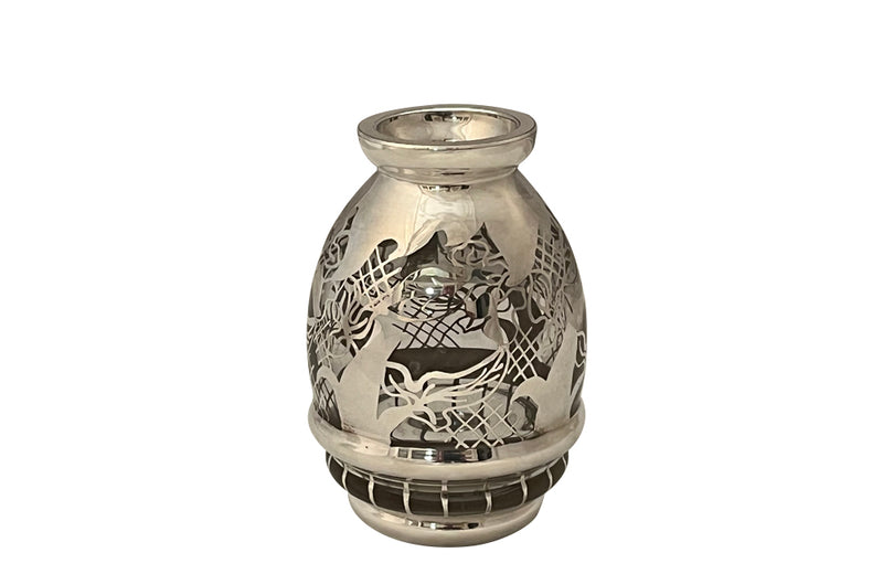 Beautiful vase with silver overlay by the renown French glass makers Saint Graal.